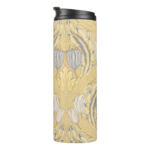 Arts and Crafts Walter Crane Blue White Tulips Thermal Tumbler