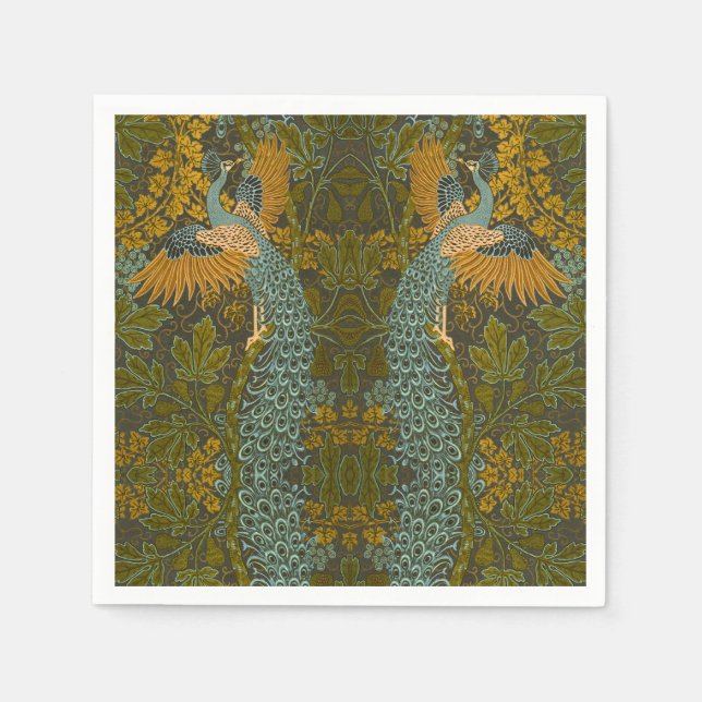 Arts and Crafts Walter Crane Peacock Pattern Napkin (Front)