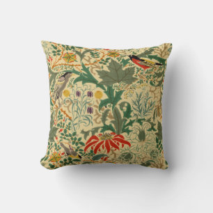 Arts & Crafts Birds & Flowers Pattern by Voysey Cushion