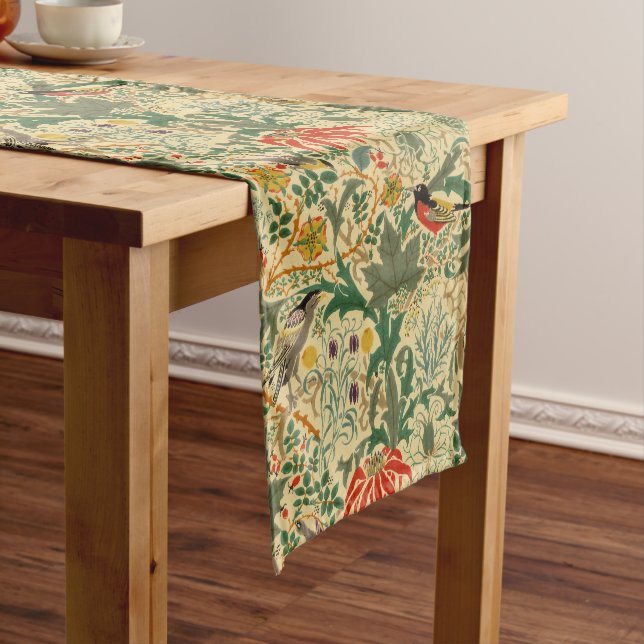 Arts & Crafts Birds & Flowers Pattern by Voysey Short Table Runner (In Situ)