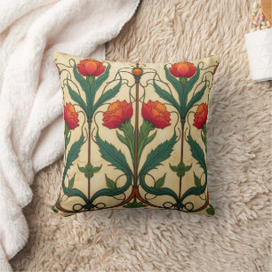 Arts & Crafts Craftsman and Mission frieze floral Cushion