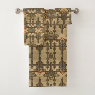 Arts & Crafts Craftsman and Mission Style floral  Bath Towel Set