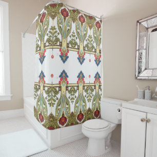 Arts & Crafts Craftsman and Mission Style floral Shower Curtain