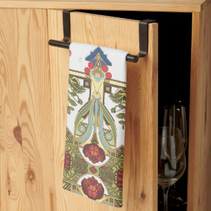 Arts & Crafts Craftsman and Mission Style floral Tea Towel