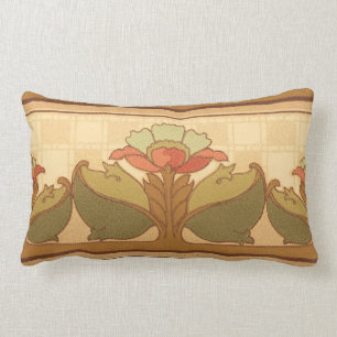 Arts & Crafts, Craftsman or Mission Style Flowers Lumbar Cushion