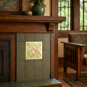Arts & Crafts Craftsman Style Bird In Tree Ceramic Tile