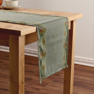 Arts & Crafts, Craftsman Style Floral Frieze Short Table Runner