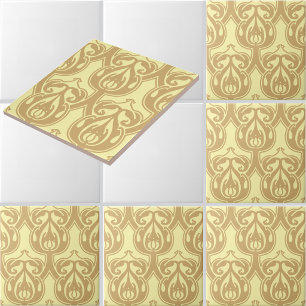 Arts & Crafts Foliage Pattern Customisable Colours Ceramic Tile