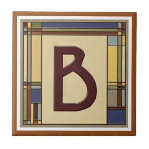 Arts & Crafts Geometric Initial B Ceramic Tile