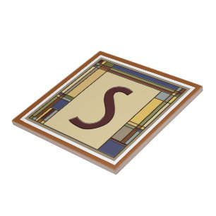 Arts & Crafts Geometric Initial S Ceramic Tile