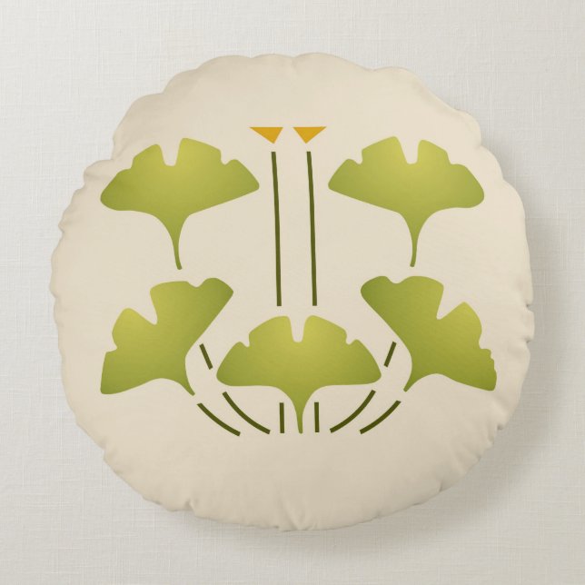 Arts & Crafts Ginkgo Round Cushion (Front)