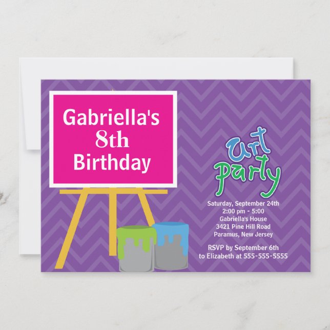 Arts & Crafts Kids Paint Birthday Party Invitation (Front)