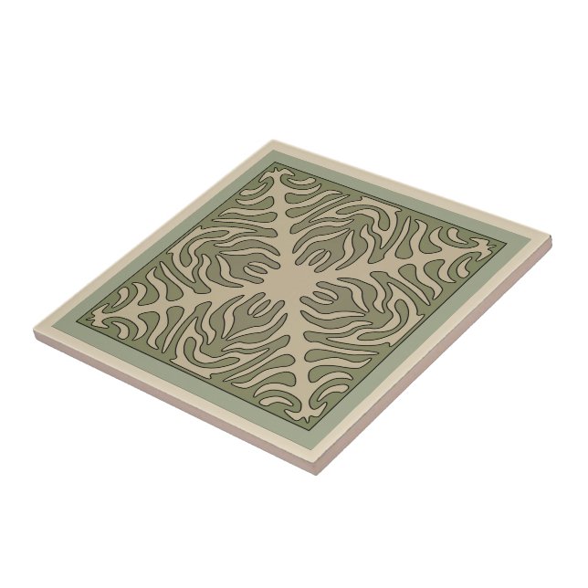 Arts & Crafts Leaf Design Variation 1 Ceramic Tile (Side)