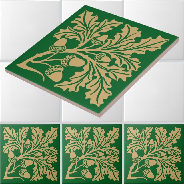Arts & Crafts Mediaeval Style Oak Leaves & Acorns Ceramic Tile (Creator Uploaded)