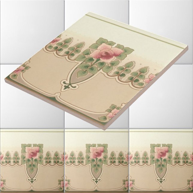 Arts & Crafts or Mission Style Rose Hedgerow Ceramic Tile (Creator Uploaded)