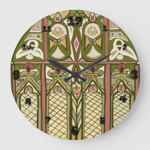 Arts & Crafts stained glass inspired clock! Large Clock