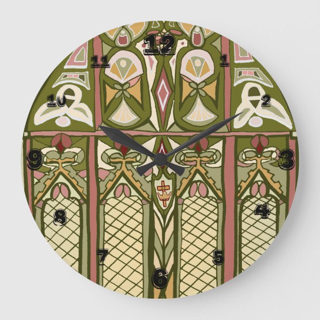 Arts & Crafts stained glass inspired clock! Large Clock (Front)