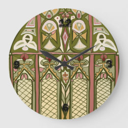 Arts & Crafts stained glass inspired clock! Large Clock