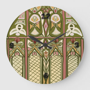 Arts & Crafts stained glass inspired clock! Large Clock