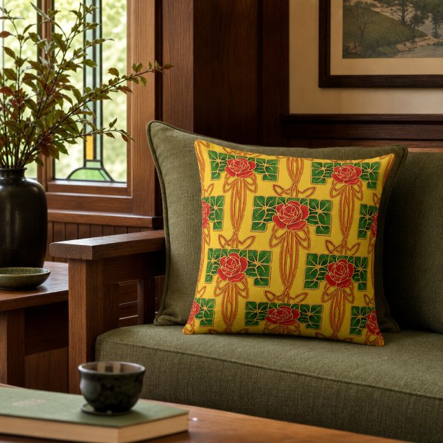 Arts & Crafts Style Rose Bush Pattern Cushion (Creator Uploaded)