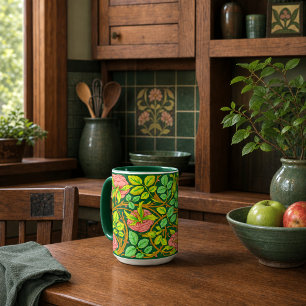 Arts & Crafts Style Rose Vines Frieze Pattern Mug