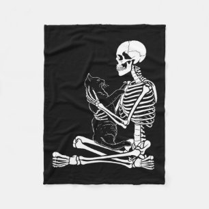 Arts Kitty Skeleton Halloween Costume Skull And Ca Fleece Blanket
