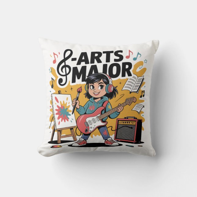 Arts Major Cartoon Illustration - Unique Creative  Cushion (Front)