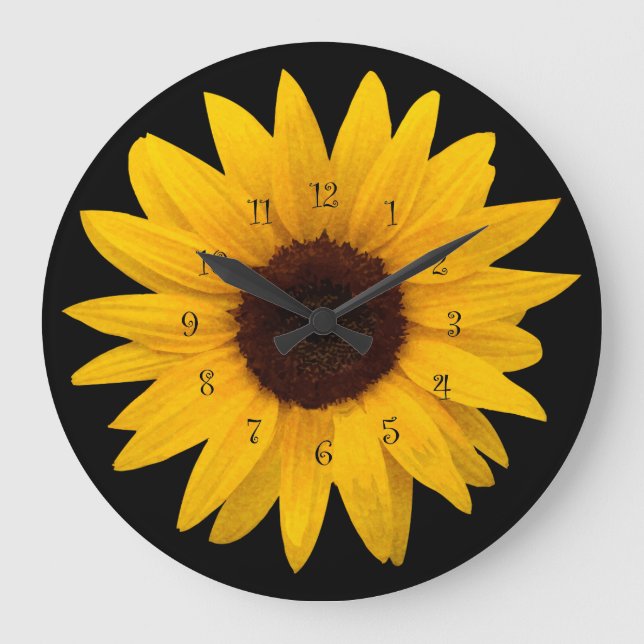 Arts Sunflower stylish Textur Large Clock (Front)