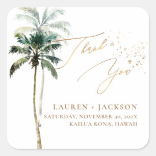 ArtsApp Chic Tropical Paradise Wedding Square Sticker