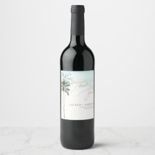 ArtsApp Chic Tropical Paradise Wedding Wine Label