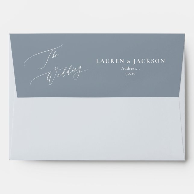 ArtsApp Dusty Blue Calligraphy Wedding DIY Colour Envelope (Back (Top Flap))