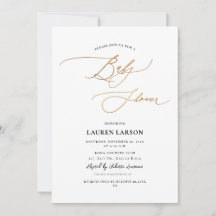 ArtsApp Elegant Faux Gold Calligraphy Baby Shower 