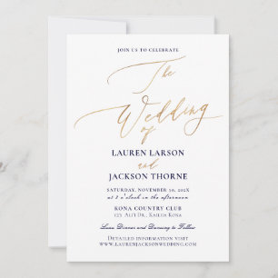 ArtsApp Elegant Faux Gold Calligraphy Wedding Invitation