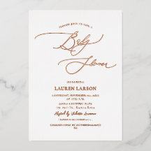 ArtsApp Elegant Rose Gold Calligraphy Baby Shower 