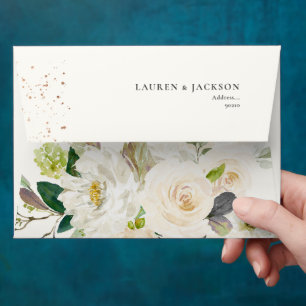 ArtsApp Elegant Watercolor Alabaster Roses Envelope