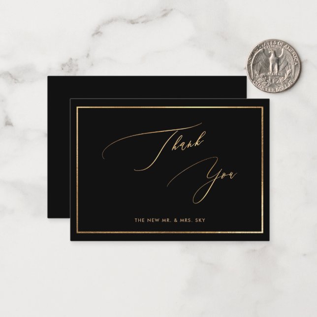 ArtsApp Faux Gold Luxe Calligraphy Thank You Card (Front/Back In Situ)