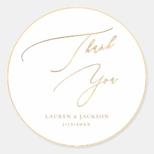 ArtsApp Faux Gold Luxe Calligraphy Thank You Classic Round Sticker