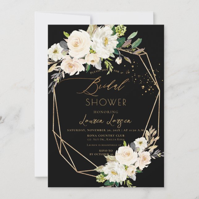 ArtsApp H2 Alabaster Roses Bridal Shower Invitation (Front)