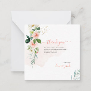 ArtsApp H2 Blush Pink Roses Baby Shower Thank You Card
