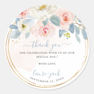 ArtsApp H2 Blush Pink Roses Baby Shower Thank You Classic Round Sticker
