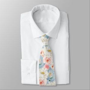 ArtsApp H2 Blush Pink Roses Dusty Blue Tie