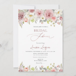 ArtsApp H2 Dusty Pink Roses Bridal Shower Invitation