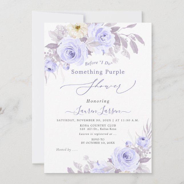 ArtsApp H2 Dusty Purple Roses Bridal Shower Invitation (Front)