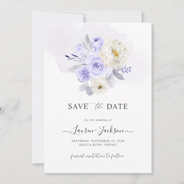 ArtsApp H2 Dusty Purple Roses Save the Date Card (Front)