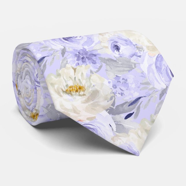 ArtsApp H2 Dusty Purple Roses Wedding Tie (Rolled)