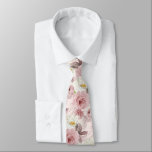 ArtsApp H2 Dusty Rose Roses Wedding Tie<br><div class="desc">ArtsApp wedding neck tie -- dusty rose watercolor roses, dusty blue eucalyptus foliage and white daisies. DIY background colour, blush pink. All elements are editable. Copyright © 2023 ArtsApp™. All rights reserved.</div>