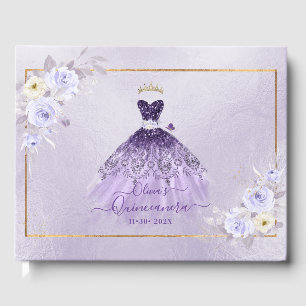 ArtsApp H2 Ombre Purple Sparkling Quinceanera Guest Book