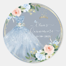 ArtsApp H2 Pink Blue Roses Sparkling Quinceanera