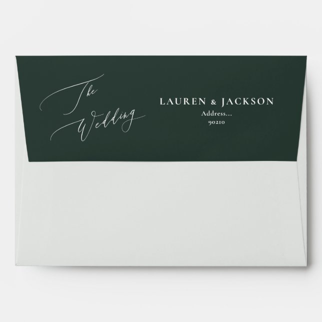 ArtsApp Lush Green Calligraphy Wedding DIY Colour Envelope (Back (Top Flap))