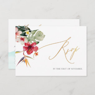 ArtsApp Paradise Shore Faux Gold Calligraphy RSVP Card